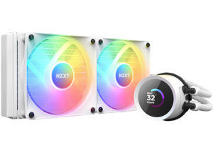 NZXT Kraken RGB 240mm - RL-KR240-W1- AIO RGB CPU Liquid Cooler - LCD Display - 2 x F120RGB Core Fans Radiator Fans White LGA 1851 / AM5 Compatible