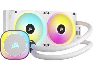 CORSAIR iCUE LINK H100i RGB Liquid CPU Cooler - QX120 RGB Fans - White - 240mm Radiator - Fits Intel LGA 1851, 1700, AMD AM5 - iCUE LINK System Hub Included