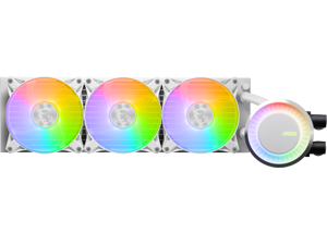 MSI MAG CoreLiquid E360 White - AIO ARGB CPU Liquid Cooler - Rotating Cap Design - 360mm Radiator - Triple 120mm ARGB PWM Fans - LGA 1851,1700 Ready / AM5 Compatible