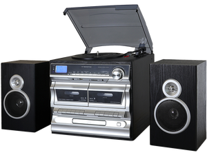 Trexonic 3-Speed Vinyl Turntable Home Stereo System with CD Player, Double Cassette Player, Bluetooth, FM Radio & USB/SD Recording Trexonic 3-Speed Vinyl Turntable Home Stereo System with CD Player, Double Cassette Player, Bluetooth, FM Radio & USB/SD Recording