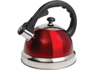 MR. COFFEE 108074.01 Claredale 2.2-Quart Stainless Steel Whistling Tea Kettle, Red MR. COFFEE 108074.01 Claredale 2.2-Quart Stainless Steel Whistling Tea Kettle, Red