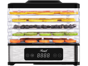 Rosewill Compact Food Dehydrator, 5 Stackable Trays with Adjustable 48H Timer and Temperature Control - Electric Food Preserver for Jerky, Fruits, Veggies, Meat & Dog Treats
