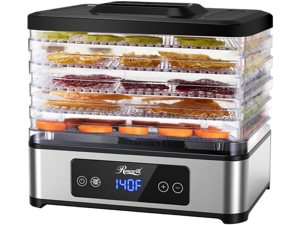 Rosewill Compact Food Dehydrator, 5 Stackable Trays with Adjustable 48H Timer and Temperature Control - Electric Food Preserver for Jerky, Fruits, Veggies, Meat & Dog Treats