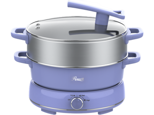 Rosewill 12.7 QT Electric Hot Pot with Multiple Functions, Split Design with 11.8 inch Wider Cooking Pot and SUS Steam Basket, 1600W High Power, Includes Utensils - Iris Rosewill 12.7 QT Electric Hot Pot with Multiple Functions, Split Design with 11.8 inch Wider Cooking Pot and SUS Steam Basket, 1600W High Power, Includes Utensils - Iris