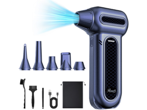 Rosewill Electric Air Duster - 130,000 RPM Super Power Cordless Compressed with Turbo Mode, 4-Gear Adjustable Mini Blower with Fast Charging, Inflation and Suction, Dust Blower for Computer, Keyboard