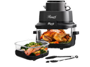 Rosewill 8-in-1 Portable Glass Air Fryer, 5.5QT & 1.6QT Dual Transparent Glass Cooking Pot with Storage Lid & Tongs, Compact Smart for Air Fry, Deep Roast, Recrisp, Bake and more – Black Rosewill 8-in-1 Portable Glass Air Fryer, 5.5QT & 1.6QT Dual Transparent Glass Cooking Pot with Storage Lid & Tongs, Compact Smart for Air Fry, Deep Roast, Recrisp, Bake and more – Black