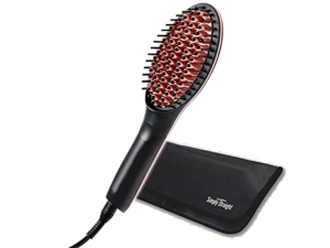simply straight ceramic straightening brush | ultra fast heat up, compact, portable, argan oil infused 3d ceramic bristles, silky smooth hair in just minutes, works for all hair types