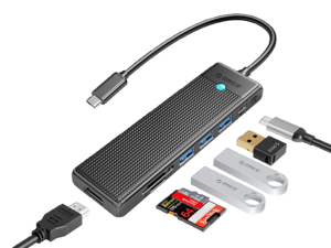 ORICO Laptop USB C Docking Station, 7 in 1 Multiport Type C Adapter with 3 USB A Port,4K@30HZ HDMI-Compatible, PD 100W, SD/TF Card Reader For MacOS and Windows