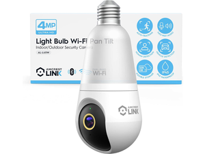 Amcrest Link 4MP Light Bulb WiFi Indoor/Outdoor Camera, Human Detection, 90.5° FOV, Pan/Tilt, IP45, AI Night Color, 2.4GHz/5GHz Dual Band Camera, Supports MicroSD Storage up 128GB, AL-L411W Amcrest Link 4MP Light Bulb WiFi Indoor/Outdoor Camera, Human Detection, 90.5° FOV, Pan/Tilt, IP45, AI Night Color, 2.4GHz/5GHz Dual Band Camera, Supports MicroSD Storage up 128GB, AL-L411W