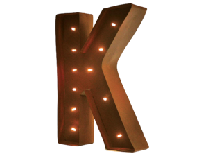 Rustic Vintage 11" Decorative LED Light Glow Letters - Letter K
