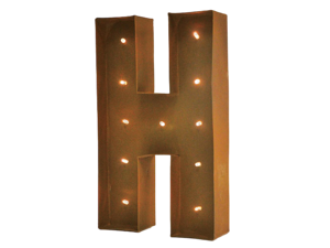 Rustic Vintage 11" Decorative LED Light Glow Letters - Letter H