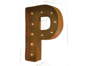 Rustic Vintage 11" Decorative LED Light Glow Letters - Letter P
