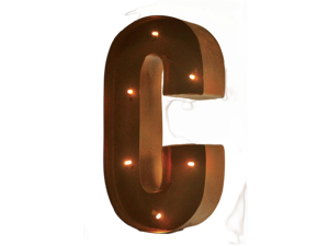 Rustic Vintage 11" Decorative LED Light Glow Letters - Letter C