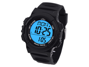 TimeChant Atomic English Talking Watch for Seniors Men and Women Talking with Day-Date Loud Alarm Clock Visually Impaired (Black)