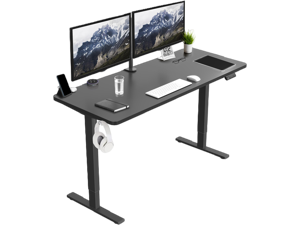 VIVO Electric 60 x 24 Stand Up Desk | Black Table Top, Black Frame