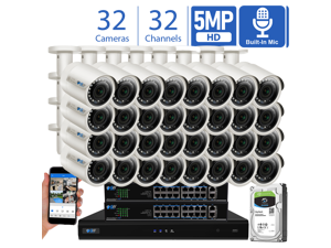 GW Smart AI PoE IP Video & Audio Security Camera System, 32CH 4K NVR with 32 x 5MP 1920P IP Bullet Camera, Day/Night Weather Proof, Human Detection, 8TB GW Smart AI PoE IP Video & Audio Security Camera System, 32CH 4K NVR with 32 x 5MP 1920P IP Bullet Camera, Day/Night Weather Proof, Human Detection, 8TB