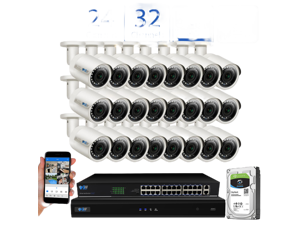GW Smart AI PoE IP Video & Audio Security Camera System, 32CH 4K NVR with 24 x 5MP 1920P IP Bullet Camera, Day/Night Weather Proof, Human Detection, 8TB GW Smart AI PoE IP Video & Audio Security Camera System, 32CH 4K NVR with 24 x 5MP 1920P IP Bullet Camera, Day/Night Weather Proof, Human Detection, 8TB