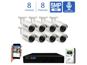 GW Smart AI PoE IP Video & Audio Security Camera System, 8CH 4K NVR with 8 x 5MP 1920P IP Bullet Camera, Day/Night Weather Proof, Human Detection, 2TB GW Smart AI PoE IP Video & Audio Security Camera System, 8CH 4K NVR with 8 x 5MP 1920P IP Bullet Camera, Day/Night Weather Proof, Human Detection, 2TB