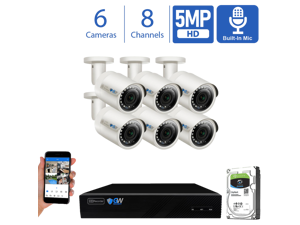 GW Smart AI PoE IP Video & Audio Security Camera System, 8CH 4K NVR with 6 x 5MP 1920P IP Bullet Camera, Day/Night Weather Proof, Human Detection, 2TB GW Smart AI PoE IP Video & Audio Security Camera System, 8CH 4K NVR with 6 x 5MP 1920P IP Bullet Camera, Day/Night Weather Proof, Human Detection, 2TB