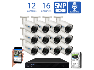 GW Smart AI PoE IP Video & Audio Security Camera System, 16CH 4K NVR with 12 x 5MP 1920P IP Bullet Camera, Day/Night Weather Proof, Human Detection, 4TB GW Smart AI PoE IP Video & Audio Security Camera System, 16CH 4K NVR with 12 x 5MP 1920P IP Bullet Camera, Day/Night Weather Proof, Human Detection, 4TB