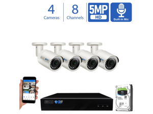GW Smart AI PoE IP Video & Audio Security Camera System, 8CH 4K NVR with 4 x 5MP 1920P IP Bullet Camera, Day/Night Weather Proof, Human Detection, 1TB GW Smart AI PoE IP Video & Audio Security Camera System, 8CH 4K NVR with 4 x 5MP 1920P IP Bullet Camera, Day/Night Weather Proof, Human Detection, 1TB