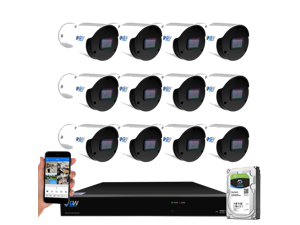 GW Security UltraHD 4K 16 Channel H.265+ NVR 8MP Security Camera System, 12 x 4K 8MP Outdoor/Indoor Microphone Bullet PoE IP Cameras, Smart AI Face Recognition Human/Vehicle Detection, 4TB HDD GW Security UltraHD 4K 16 Channel H.265+ NVR 8MP Security Camera System, 12 x 4K 8MP Outdoor/Indoor Microphone Bullet PoE IP Cameras, Smart AI Face Recognition Human/Vehicle Detection, 4TB HDD