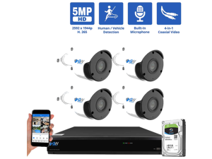 GW Security 8 Channel 4K DVR 5MP CCTV AI Surveillance System with 4 x 5MP HD 1920p AI Face/Human/Vehicle Detection Waterproof Microphone Bullet Security Cameras, 1TB Hard Drive GW Security 8 Channel 4K DVR 5MP CCTV AI Surveillance System with 4 x 5MP HD 1920p AI Face/Human/Vehicle Detection Waterproof Microphone Bullet Security Cameras, 1TB Hard Drive