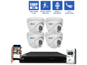 GW Security 8 Channel 4K DVR 5MP CCTV AI Surveillance System with 4 x 5MP HD 1920p AI Face/Human/Vehicle Detection Waterproof Microphone Turret Security Cameras, 1TB Hard Drive GW Security 8 Channel 4K DVR 5MP CCTV AI Surveillance System with 4 x 5MP HD 1920p AI Face/Human/Vehicle Detection Waterproof Microphone Turret Security Cameras, 1TB Hard Drive