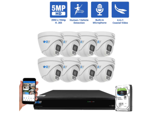 GW Security 8 Channel 4K DVR 5MP CCTV AI Surveillance System with 8 x 5MP HD 1920p AI Face/Human/Vehicle Detection Waterproof Microphone Turret Security Cameras, 2TB Hard Drive GW Security 8 Channel 4K DVR 5MP CCTV AI Surveillance System with 8 x 5MP HD 1920p AI Face/Human/Vehicle Detection Waterproof Microphone Turret Security Cameras, 2TB Hard Drive