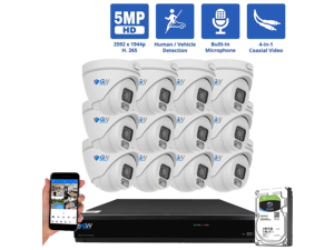 GW Security 16 Channel 4K DVR 5MP CCTV AI Surveillance System with 12 x 5MP HD 1920p AI Face/Human/Vehicle Detection Waterproof Microphone Turret Security Cameras, 4TB Hard Drive GW Security 16 Channel 4K DVR 5MP CCTV AI Surveillance System with 12 x 5MP HD 1920p AI Face/Human/Vehicle Detection Waterproof Microphone Turret Security Cameras, 4TB Hard Drive