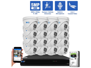 GW Security 16 Channel 4K DVR 5MP CCTV AI Surveillance System with 16 x 5MP HD 1920p AI Face/Human/Vehicle Detection Waterproof Microphone Turret Security Cameras, 4TB Hard Drive GW Security 16 Channel 4K DVR 5MP CCTV AI Surveillance System with 16 x 5MP HD 1920p AI Face/Human/Vehicle Detection Waterproof Microphone Turret Security Cameras, 4TB Hard Drive