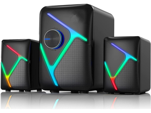 CORN 2.1 Computer Speakers for Desktop with Subwoofer, Dynamic RGB PC Speakers with 11W Stereo Sound, USB Powered Multimedia Speaker System with 3.5mm AUX-in for Laptop, Tablet, Monitor, Phone CORN 2.1 Computer Speakers for Desktop with Subwoofer, Dynamic RGB PC Speakers with 11W Stereo Sound, USB Powered Multimedia Speaker System with 3.5mm AUX-in for Laptop, Tablet, Monitor, Phone