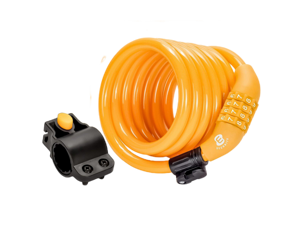 Etronic Security Bike Lock M6 Self Coiling Resettable Combination Lock Bike Cable Lock - 6-Feet x 3/8-Inch - Orange Etronic Security Bike Lock M6 Self Coiling Resettable Combination Lock Bike Cable Lock - 6-Feet x 3/8-Inch - Orange