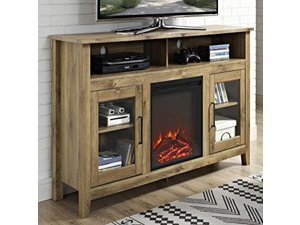 58" Wood Highboy Fireplace Media TV Stand Console - Barnwood