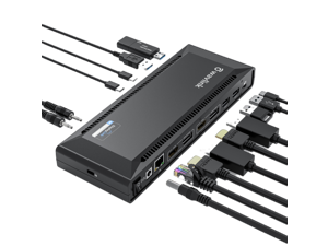 Wavlink Universal USB C Laptop Docking Station with 100W Charging and Single 5K/Dual 4K@60Hz Display for Windows/MacOS/ChromeOS/Ubuntu ( 2xDP 1.2, 2xHDMI 2.0, Gigabit Ethernet, 6 USB 3.0, Audio/Mic)