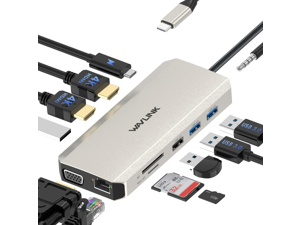 WAVLINK USB C Docking Station Triple Display With 2 HDMI, VGA, Ethernet,100W PD Charging, 5 USB, Gigabit Ethernet, SD/TF Card Reader,Audio Dell HP Surface Lenovo MacBook Laptop WAVLINK USB C Docking Station Triple Display With 2 HDMI, VGA, Ethernet,100W PD Charging, 5 USB, Gigabit Ethernet, SD/TF Card Reader,Audio Dell HP Surface Lenovo MacBook Laptop