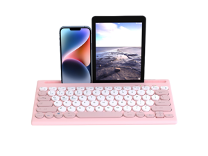 Mytrix Multi-Device Bluetooth Wireless Keyboard - Pink, with Easy-Switch for Up to 4 Devices, Laptop, Windows, Mac, Chrome OS, Android, iPadOS