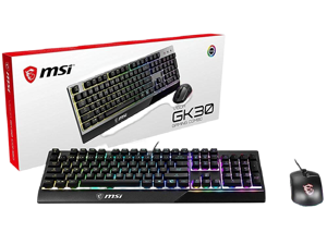 MSI Vigor GK30 Gaming Keyboard & GM11 Gaming Mouse Combo - Mechanical Membrane Switches, 6-Zone RGB, Water Repellent & Splash-Proof, 5000 DPI - Black