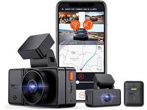 Vantrue E3G 2.7K 3 Channel WiFi Dash Cam, 1944P+1080P+1080P Front and Rear Inside 3 Way Car Camera with GPS, Voice Control, IR Night Vision, Wireless Controller, 24 Hrs Parking Mode, Support 512GB Max