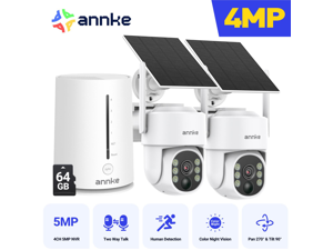 ANNKE 4MP 2K Wireless Security Camera Outdoor, 2-Cam Kit Solar Surveillance System, PIR Human Detection, 360° Pan & Tilt, Compatible with Alexa, Color Night Vision, No Monthly Fee, 64GB Memory Card ANNKE 4MP 2K Wireless Security Camera Outdoor, 2-Cam Kit Solar Surveillance System, PIR Human Detection, 360° Pan & Tilt, Compatible with Alexa, Color Night Vision, No Monthly Fee, 64GB Memory Card