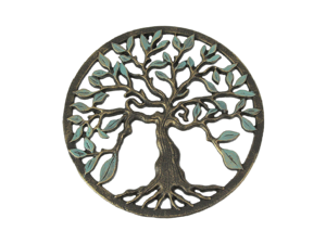 Bronze and Green Finish Cast Iron Tree Of Life Wall Décor Sculpture 11.75 Inch Diameter - Elegant Nature Themed Decorative Plaque - Easy Install