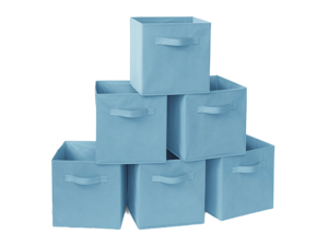 Casafield Set of 6 Collapsible Fabric Cube Storage Bins, Baby Blue - 11" Foldable Cloth Baskets for Shelves, Cubby Organizers & More