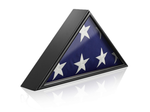 Reminded Military Burial Flag Display Case, Solid Wood Black Finish