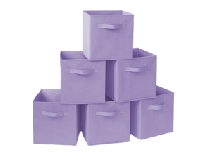 Casafield Set of 6 Collapsible Fabric Cube Storage Bins, Lavender - 11" Foldable Cloth Baskets for Shelves, Cubby Organizers & More