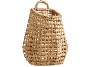 Casafield Open Weave Wall Hanging Basket for Plants and Flowers - Natural, Water Hyacinth Decorative Boho Accent for Front Door and Entryway