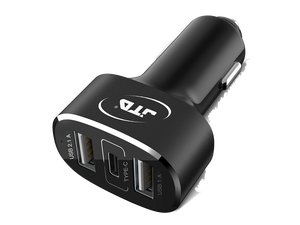 USB Type C Car Charger, JTD USB C 5Amp 25W 3-Port USB Rapid Car Charger Adapter with One Fast Charge Type C Port and Two Standard USB A Outputs. Best for iPhone, iPad, Samsung, Macbook 12'' and more USB Type C Car Charger, JTD USB C 5Amp 25W 3-Port USB Rapid Car Charger Adapter with One Fast Charge Type C Port and Two Standard USB A Outputs. Best for iPhone, iPad, Samsung, Macbook 12'' and more