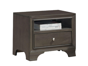Vintage Nightstand Solid Wood Sofa Side End Table W/ USB Port & Drawer Grey