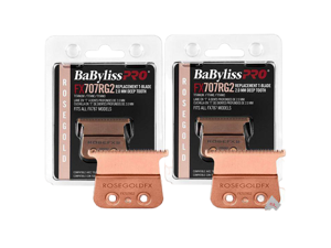 2x BaByliss PRO Replacement Rose GoldFX Skeleton T-Blade 2.0mm Deep Tooth FX707RG2