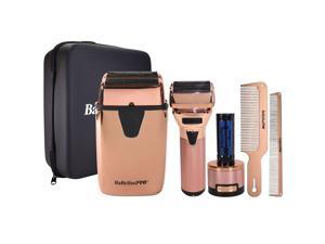 BaByliss Pro FXONE ROSEFX Interchangeable-Battery Shaver FX79FSRG + LIMITED EDITON UVFOIL UV-Disinfecting Double Foil Shaver FXLFS2RG Rose Gold Barber Accessory Bundle