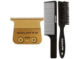 Babyliss Pro Gold FX707G2 Replacement Deep Tooth T-Blade 2.0MM with Fade Brush and 9" Comb